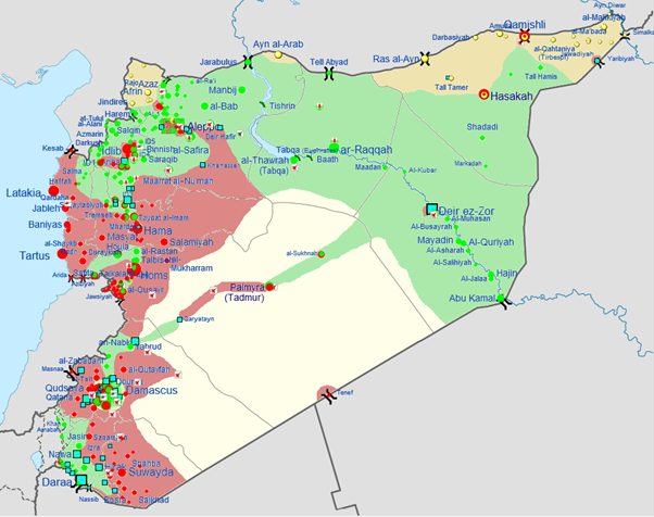 خريطة النفوذ في سوريا مايو أيار 2013