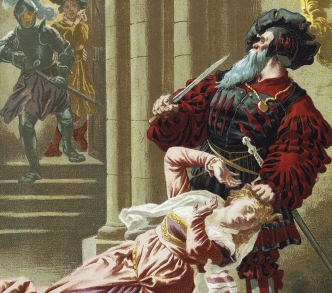  لوحة "بلوبيرد" للرسام غيون لطبعة من روايات تشارلز بيرو نُشرت في باريس في أواخر القرن التاسع عشر.