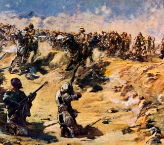 صورة لوحدة الفرسان البريطانية "21st Lancers" في معركة أم درمان
