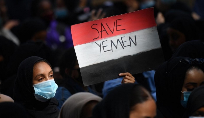 مظاهرة ضد حرب اليمن في لندن عام 2020.