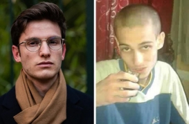 على اليسار، عمر الشغري، 25 سنة، في العاصمة واشنطن يوم 12 شباط/ فبراير. وعلى اليمين، صورة سابقة للشغري في دمشق بعد فترة قصيرة من إطلاق سراحه من السجن سنة 2015.