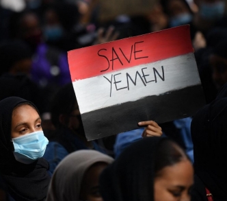 مظاهرة ضد حرب اليمن في لندن عام 2020.