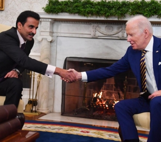 أمير قطر الشيخ تميم بن حمد آل ثاني يلتقي الرئيس الأمريكي جو بايدن في البيت الأبيض يوم 31 يناير/كانون الثاني 2022