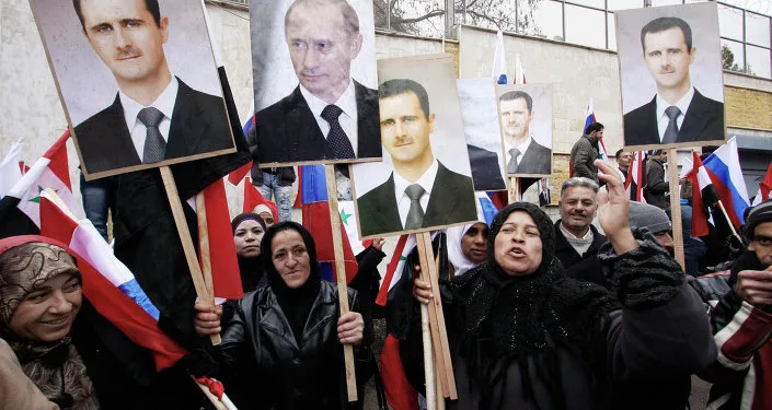 مظاهرة مؤيدة للأسد وبوتين