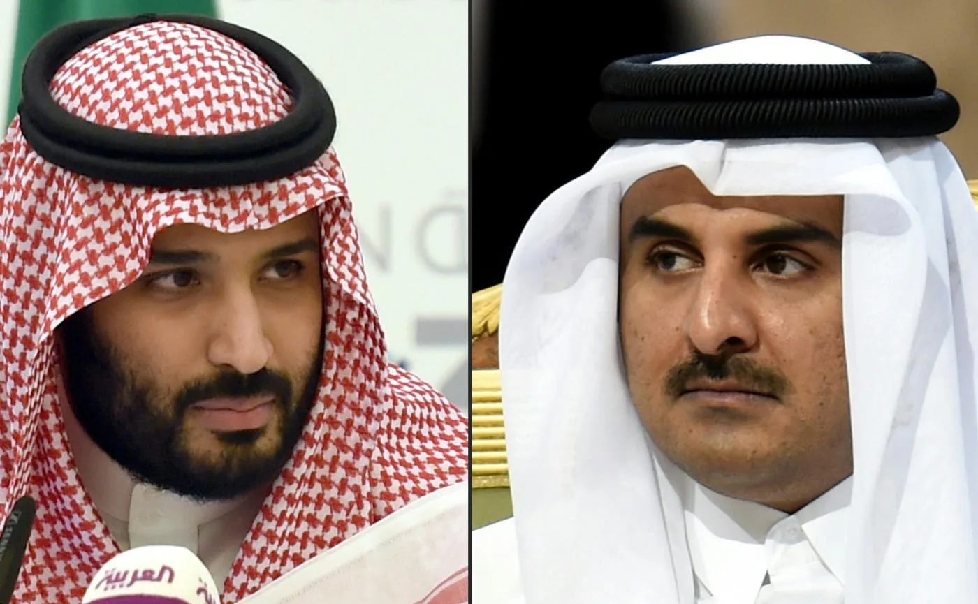 ولي العهد السعودي محمد بن سلمان وأمير قطر تميم بن حمد