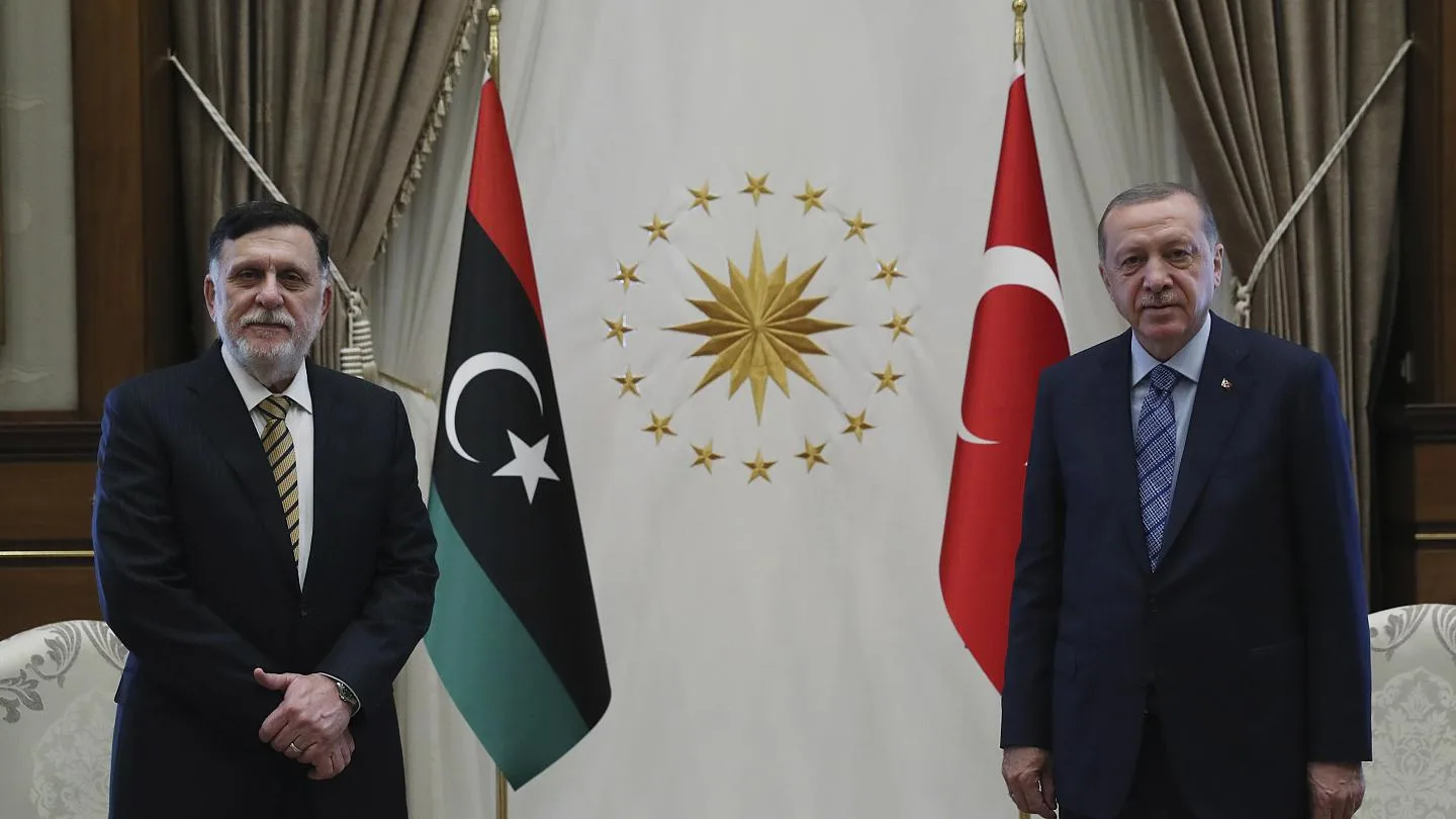 الرئيس التركي أردوغان يستقبل في المجمع الرئاسي بأنقرة رئيس الحكومة الليبية فائز السراج يوم الخميس 4 نوفمبر 2020