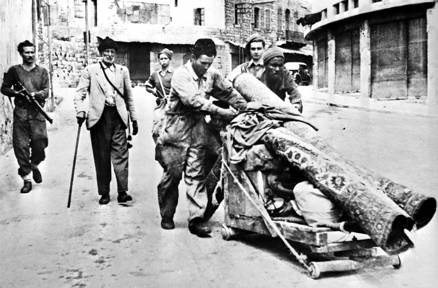 12 May 1948 Members of Haganah, the Jewish military force, expel Palestinians from Haifa Nakba (AFP)
