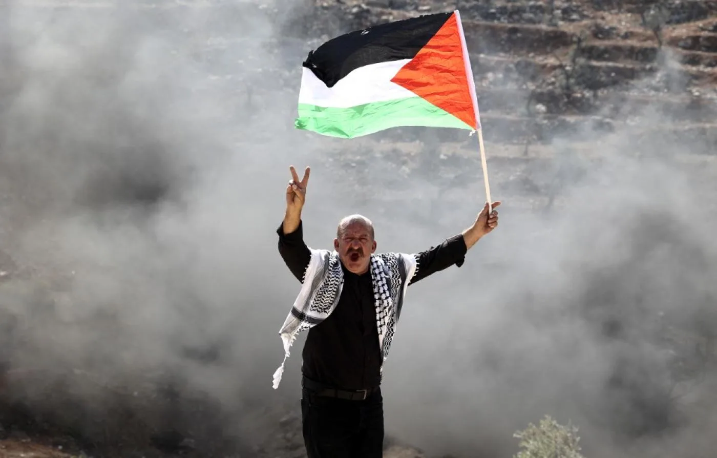 فلسطينيون يتظاهرون في الضفة الغربية المحتلة يوم 15 أكتوبر /تشرين الأول 2021