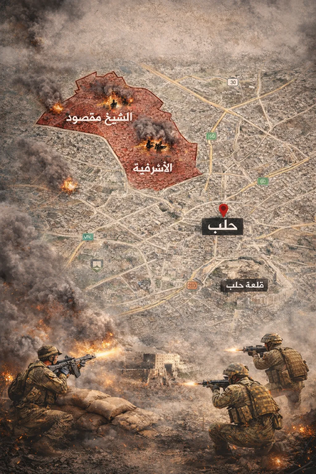 المعركة بدأت.. لماذا قررت الدولة السورية الحسم ضد قسد في حلب؟ 22 أعلن الجيش السوري أن جميع مواقع قسد العسكرية داخل حيي الشيخ مقصود والأشرفية أصبحت "أهدافًا عسكرية مشروعة"