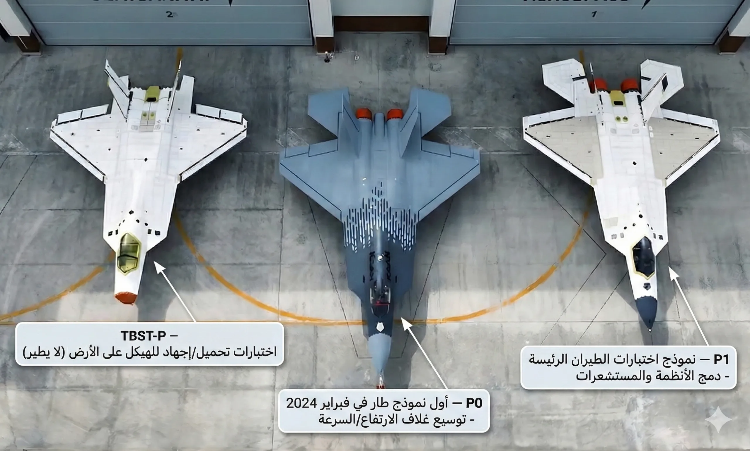 "قآن" بـ3 نماذج.. تركيا تُسّرع السباق نحو مقاتلات الجيل الخامس 23 وجود هذه المنصات الثلاث جنباً إلى جنب يدل على انتقال المشروع إلى برنامج اختبار متعدد الطرازات