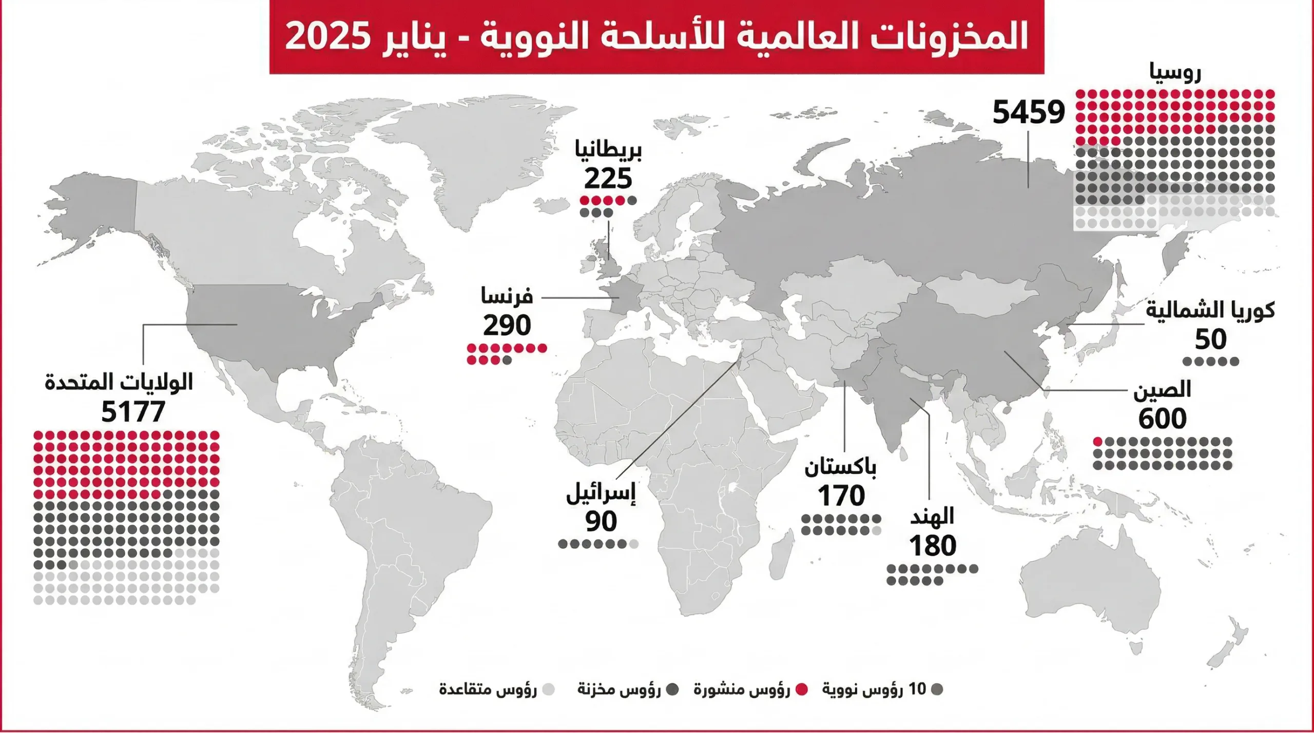 حرب إيران تفتح شهية التسلح النووي.. هذه الدول تراجع حساباتها 26 المخزونات العالمية للأسلحة النووية حتى يناير/كانون الثاني 2025