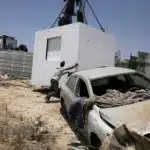 ملجأ في خربة الوطن، جنوب الأراضي المحتلة حيث لا تعترف "إسرائيل" بمعظم القرى وتستخدم ملاجئ مؤقتة للاحتماء من الصواريخ (AP)