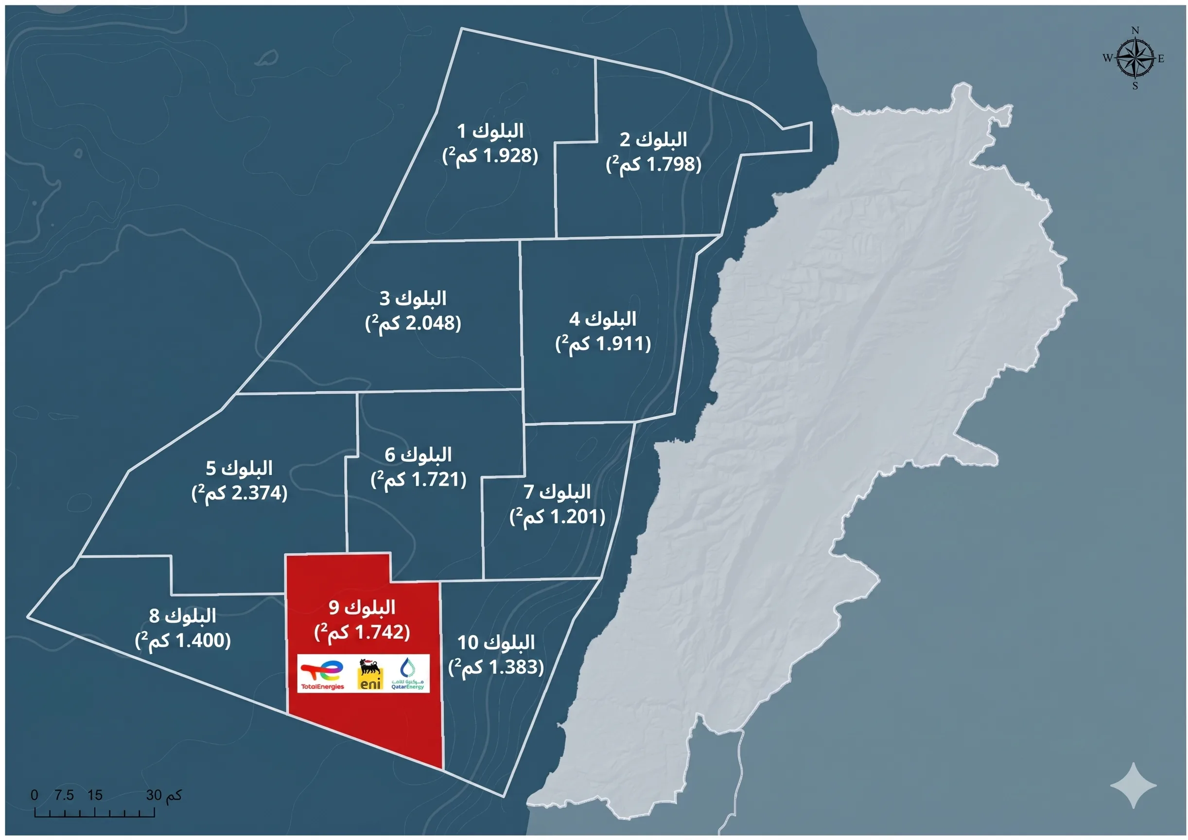 خرائط توضيحية.. "إسرائيل" تبتلع مياه لبنان وتهدد "ثروته" الدفينة 27 لم يسفر الحفر عن اكتشاف نفطي أو غازي في البلوك 9 "قانا"