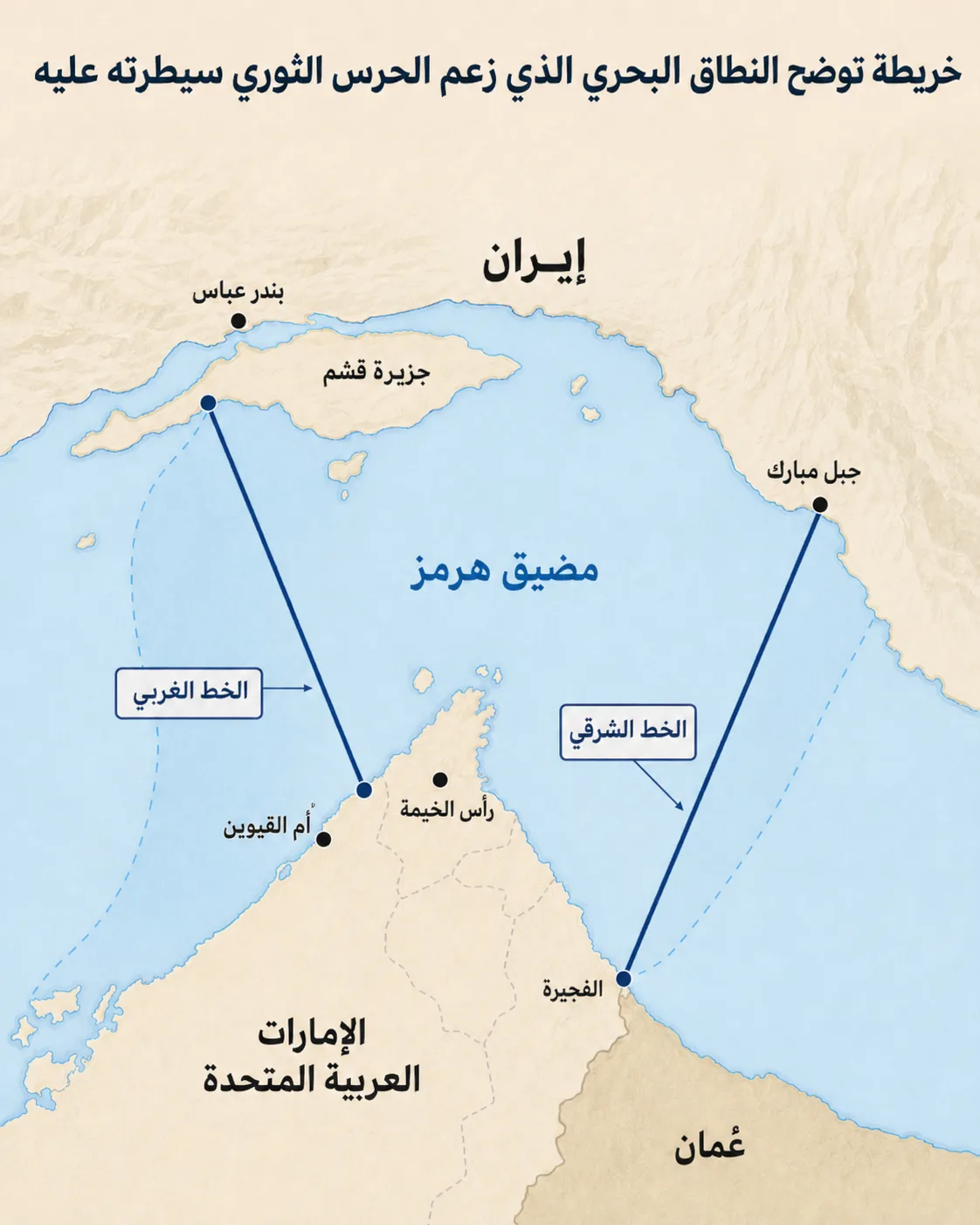 من هرمز إلى أوبك.. كيف تكشف الحرب حدود الوحدة الخليجية؟ 27 خريطة توضح النطاق البحري الذي زعم الحرس الثوري سيطرته عليه