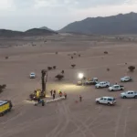 أعمال تنقيب معدني في مشروع جبل الصحابية بمنطقة عسير السعودية، حيث يجري البحث عن تمعدنات النحاس والذهب